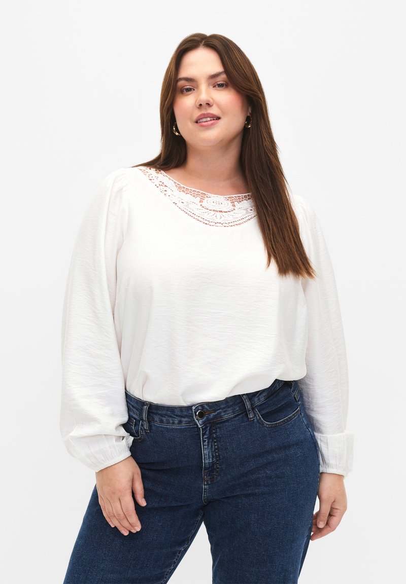 Zizzi AUS MIT DETAILS - Blúzka - bright white