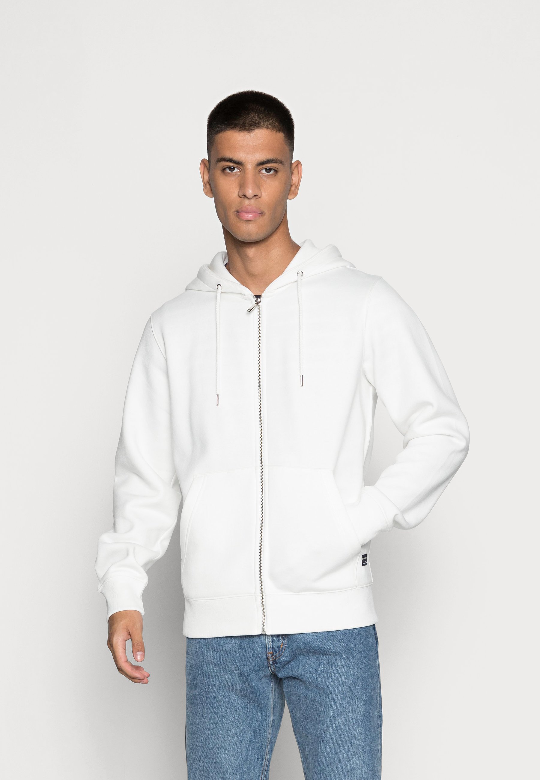 Jack & Jones JESOFT BASIC ZIP HOOD - Sweat à capuche zippé - cloud dancer/gris clair