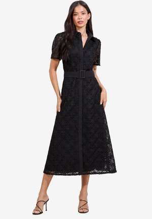 Lipsy REGULAR FIT - PREMIUM LACE BELTED  - Košilové šaty - black