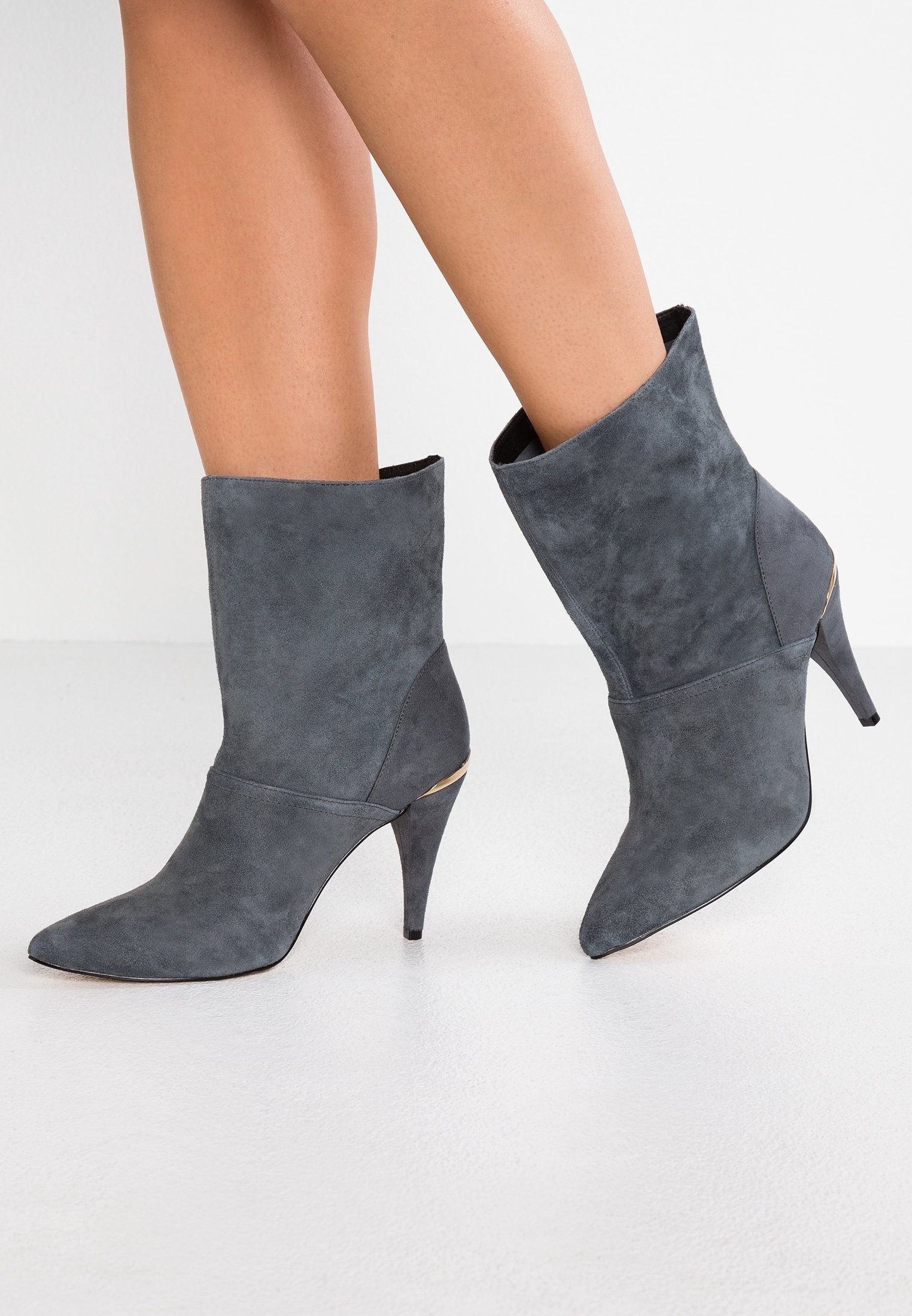 River Island gray suede boots River island grey suede ankle boots with buckles, in... | Depop main image 4