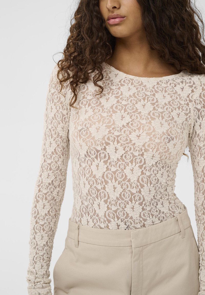 Body Femme Dentelle épaule Dénudée Manches Ballon - Motif Floral Noir, Taille Unique - Neuf Avec étiquettes