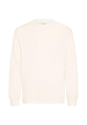 Långärmad skjorta i off-white bomull med rund halsringning och elastiska cuffs, med en minimalistisk design och mjuk textur.