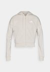 ESSENTIALS 3 STRIPES FULL ZIP HOODIE - Camisola com fecho - beige/white