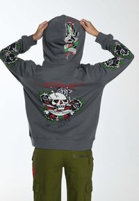 Ed Hardy STAY TRUE  HOODIE - Sudadera con cremallera - charcoal