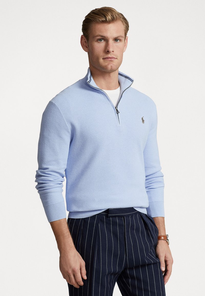 Polo Ralph Lauren - MESH KNIT COTTON QUARTER ZIP JUMPER - Trui - blue hyacinth, Vergroten