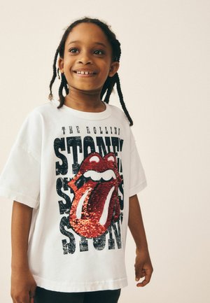 Next, REGULAR FIT - ROLLING STONES OVERSIZED T-SHIRT - Trükipildiga T-särk - ecru sequin