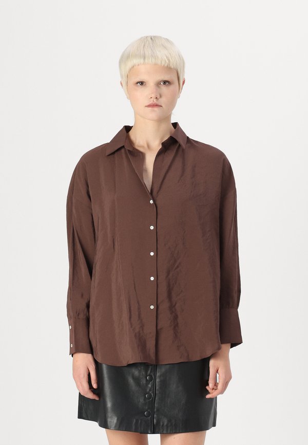 ONLZAZIMA LOOSE - Button-down blouse - chestnut