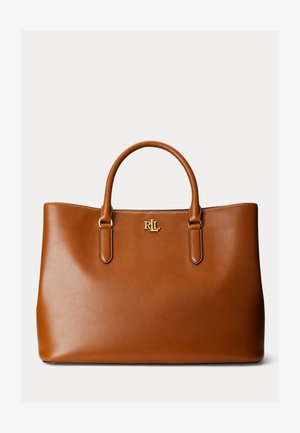 Lauren Ralph Lauren, LEATHER LARGE MARCY SATCHEL - Kabelka - brown