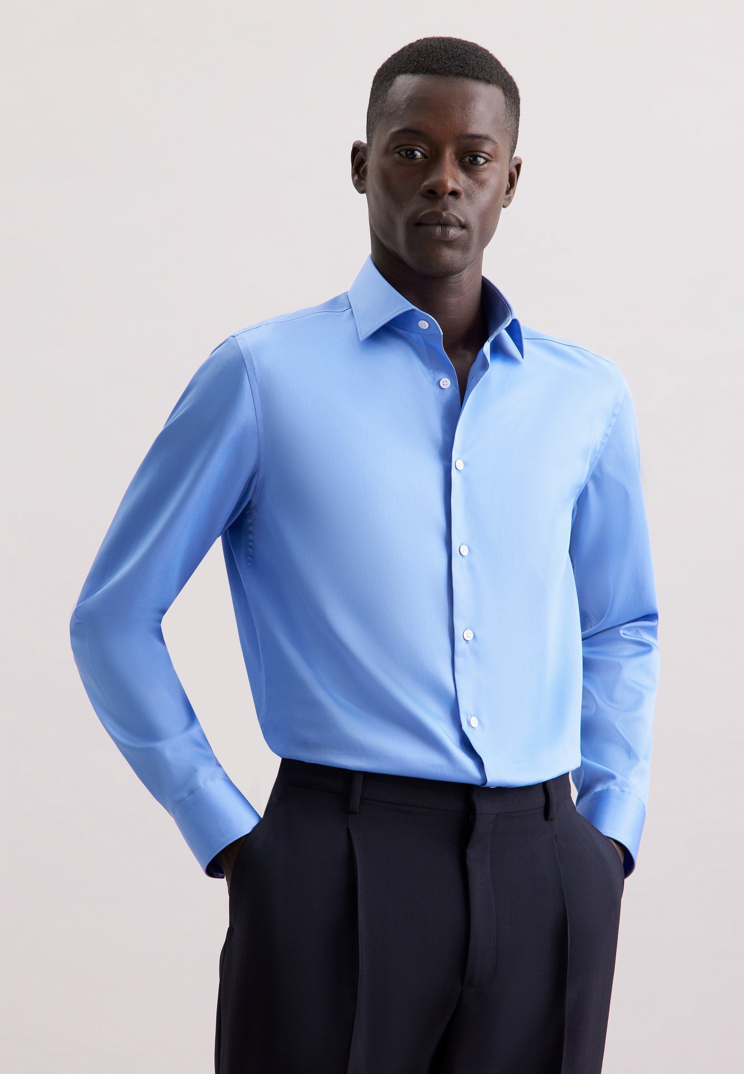 Camicia Seidensticker Uomo Business – Blu, Taglia 50 – Vestibilità Shaped, Facile Stiro - 4