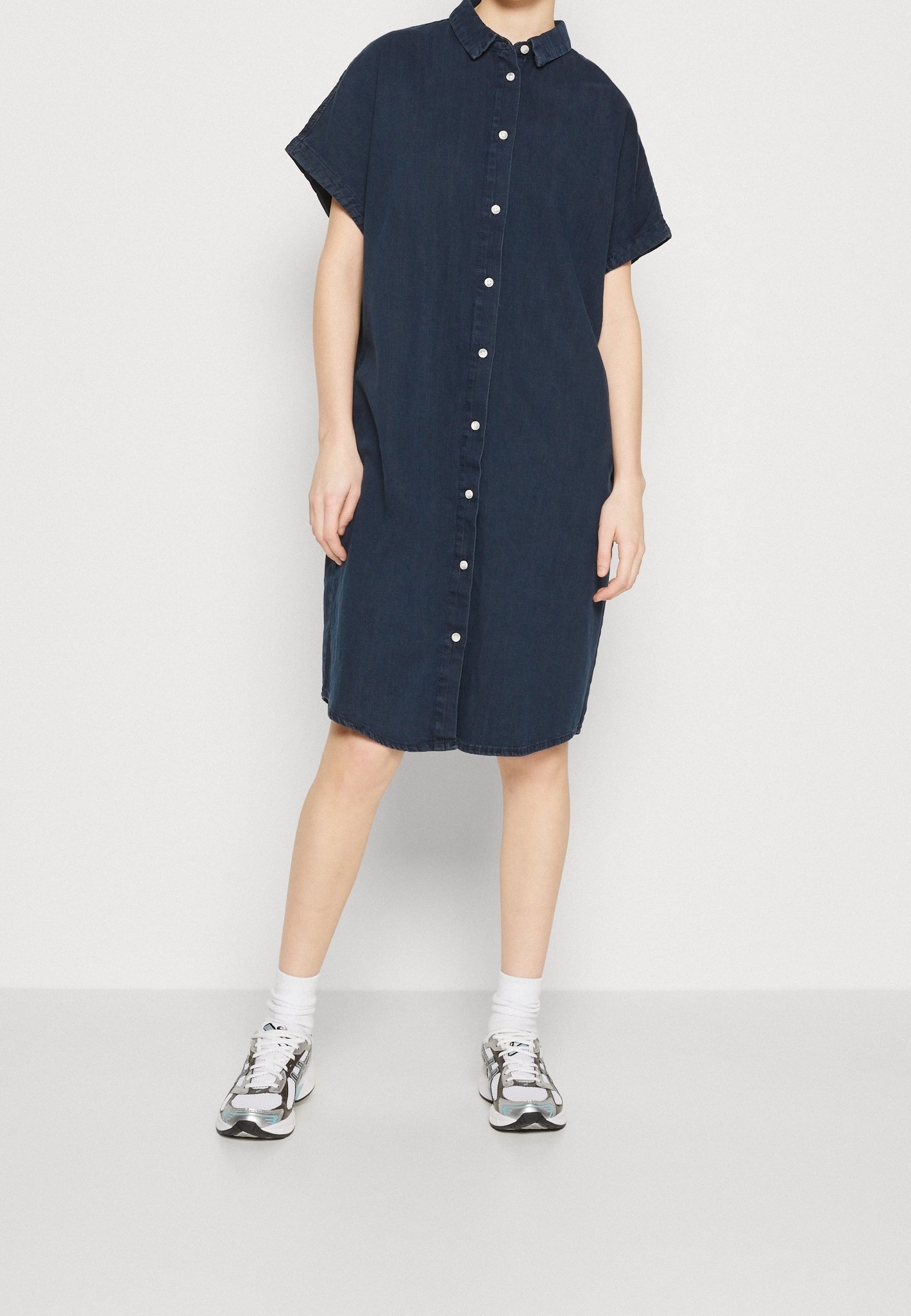 white christmas dresses Blue Denim Shirt Dress – BLANK main image 1