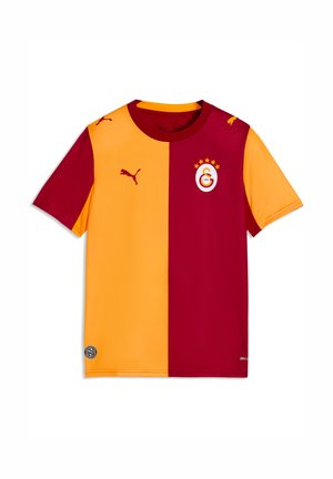 Kortærmet sportstrøje delt vertikalt i gul og rød med Puma-logoer og Galatasaray fodboldklubs emblem på brystet.