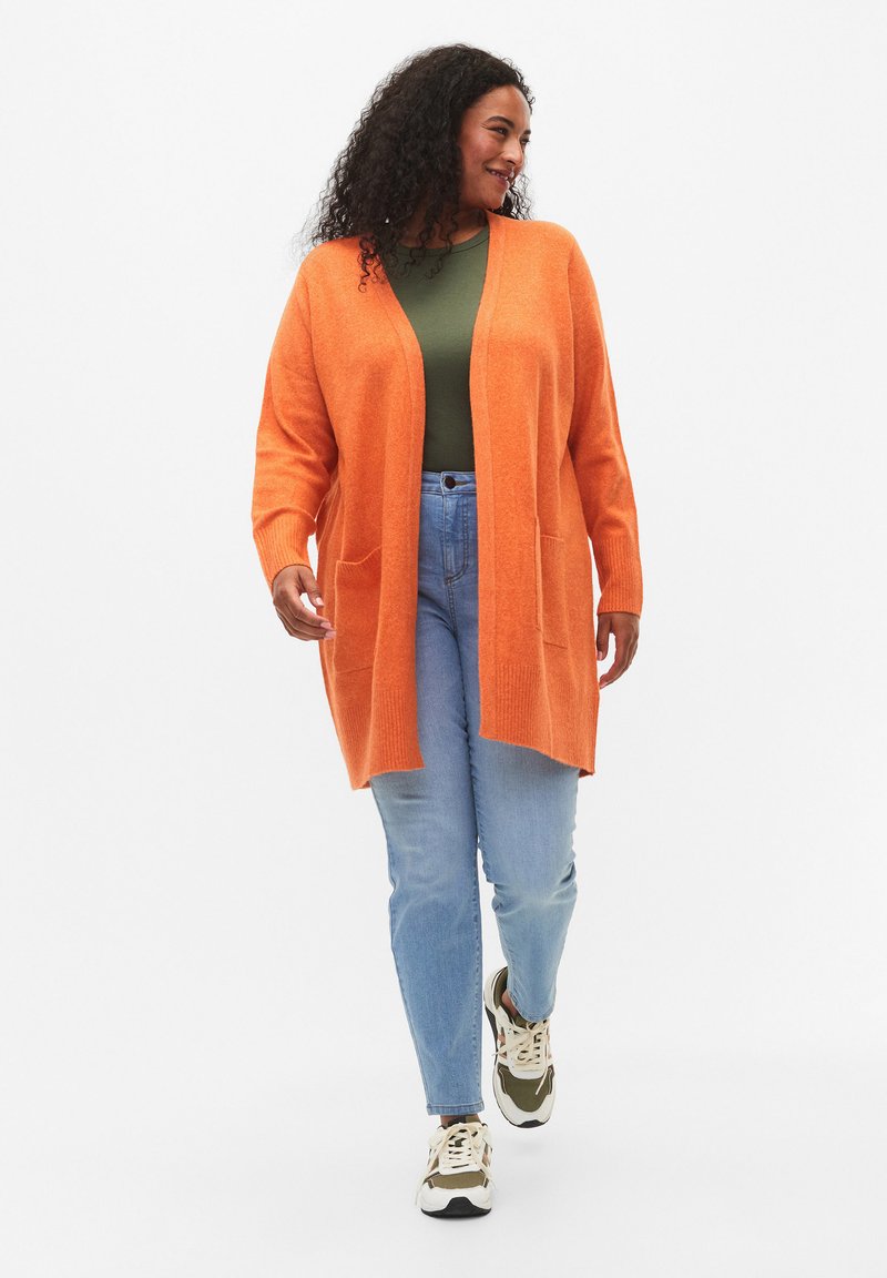 Zizzi WITH POCKETS - Gilet - m orange w white mel/orange - ZALANDO.FR