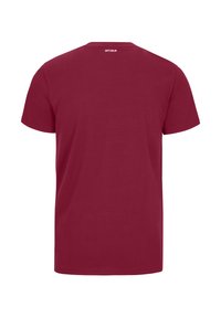 T-shirt corto maroon, realizzato in cotone, con collo rotondo e un design semplice. Logo "SPITZBUB" stampato sulla parte superiore della schiena.