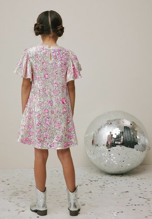 Next, REGULAR FIT - FLORAL SEQUIN - Cocktailkjole / festkjole - silver/pink