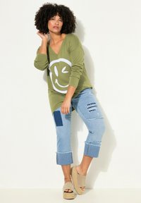 Angel of Style SMILEY V-NECK LONG SLEEVES - Trui - pond green