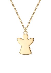 Zelta kaklarota ar gludu, pulētu eņģeļa formas piekariņu, kuram ir noapaļota galva un viļņotas spārni.