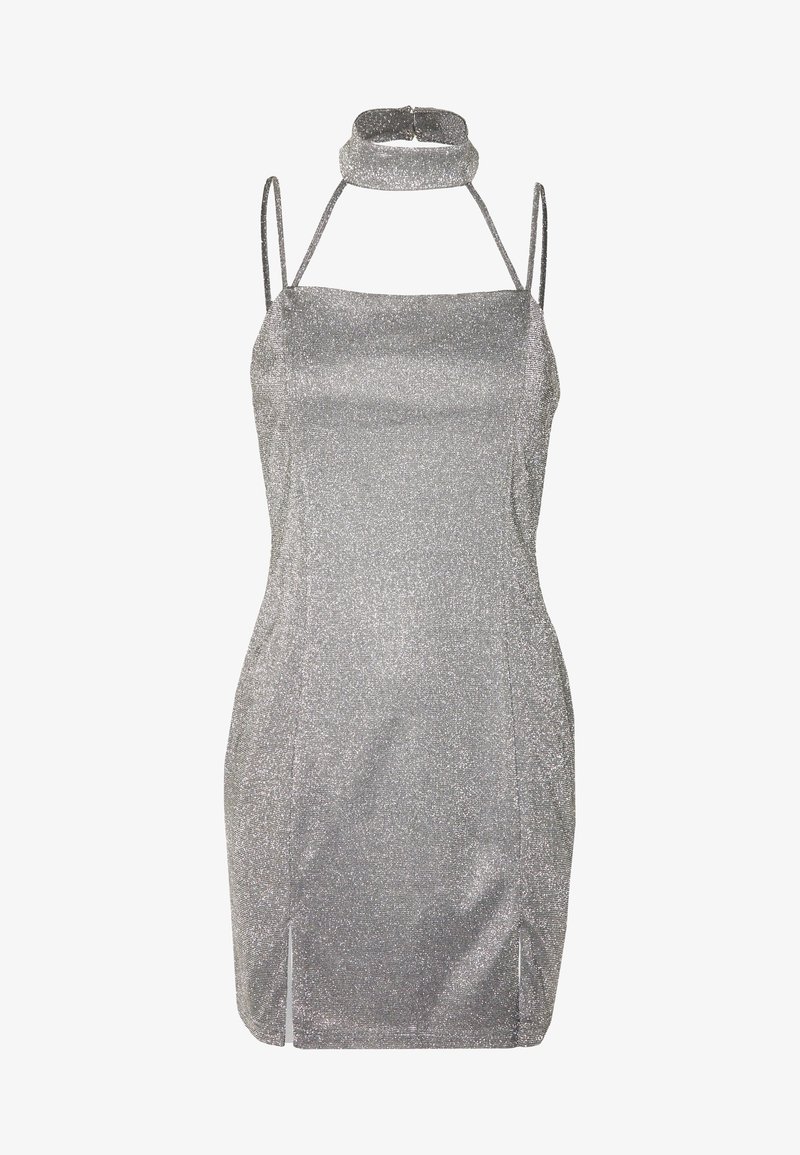 missguided silver dress Misguided silver sequin ruched one shoulder mini
