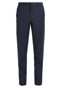 Marineblaue Anzughose mit schmaler Passform, strukturiertem Design und flachem Front. Hergestellt aus einem glatten Stoff mit subtiler Textur. Mit Gürtelschlaufen ausgestattet.