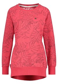 Felpa rossa con un motivo floreale a contorno, scollo rotondo, maniche lunghe e polsini e orlo a costine. Tessuto morbido con una vestibilità rilassata.