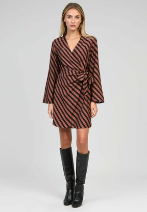 COURTE METALY STIPE CHOCOLAT - Robe de jour - stipe chocolat