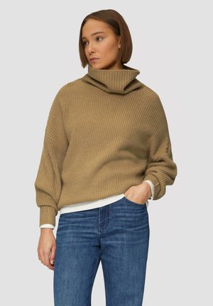 s.Oliver OVERSIZED MIT ROLLKRAGEN - Jumper - sandstein