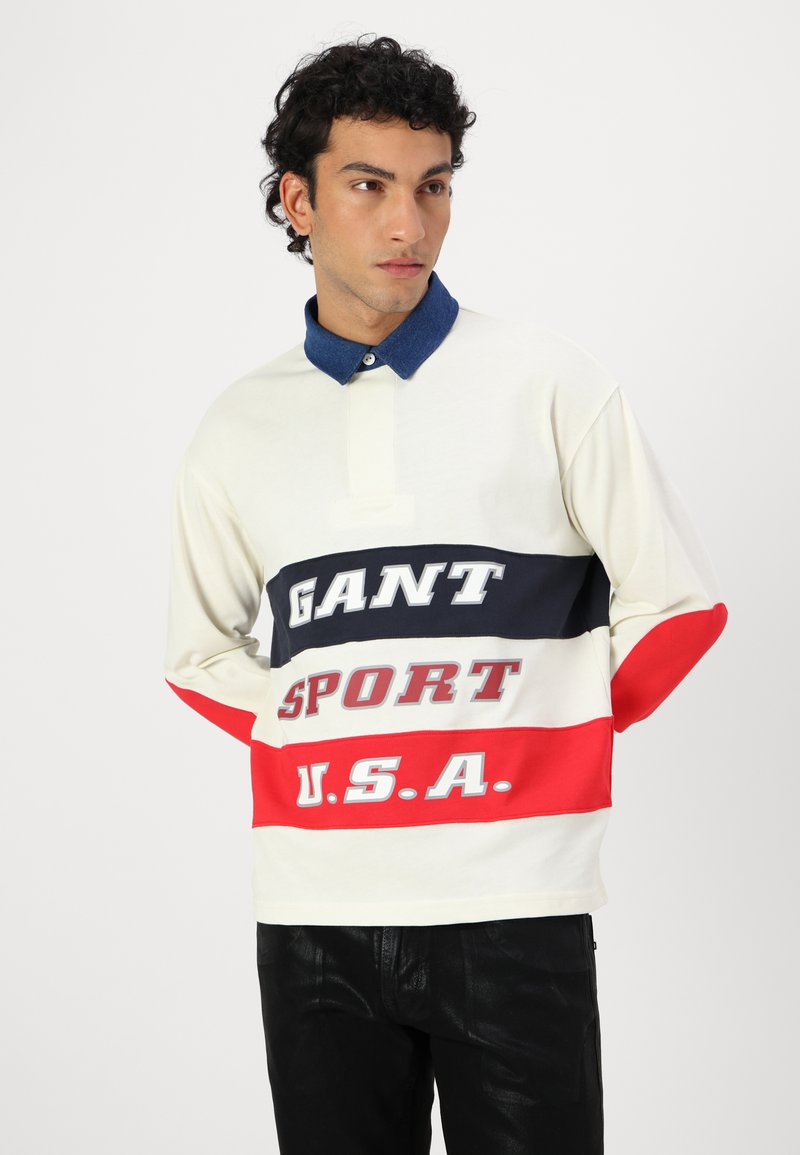 GANT 75TH ANNIVERSARY CAPSULE - DENIM COLLAR HEAVY RUGGER - Polotričko - eggshell