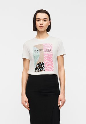 ONLFREEZE LIFE HEART TEE - T-shirt imprimé - cloud dancer