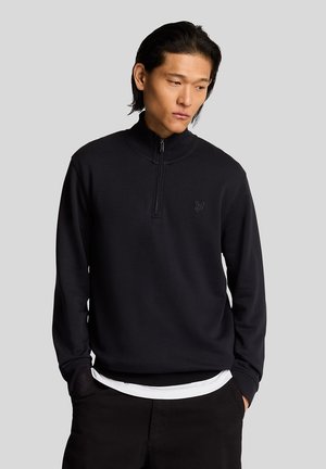 Lyle & Scott, LYLE & SCOTT MID LAYERS SUPERFINE QUARTER ZIP SWEATSHIRT - Felpa - jet black