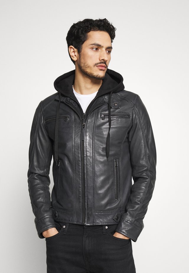 ERIC HOOD - Leather jacket - black