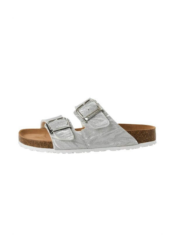 Pantolette flach - silver struct