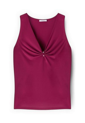 Motivi, TOP CON SCOLLO A V DRAPPEGGIATO E PIERCING - Top - fucsia