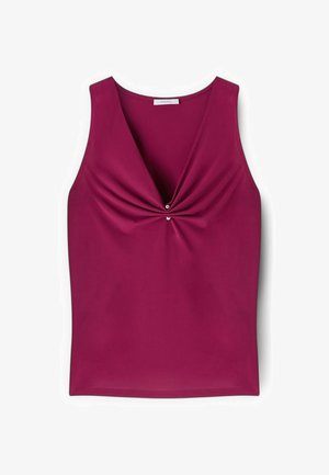 Motivi, TOP CON SCOLLO A V DRAPPEGGIATO E PIERCING - Top - fucsia