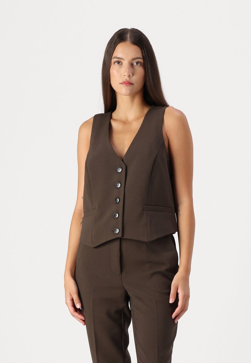 Rue de Femme HANANE VEST - Vest - bitter chocolate