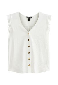 RUFFLE TRIM BUTTON UP - Blus - white