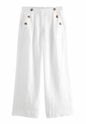 BUTTON WIDE LEG - Tygbyxor - white