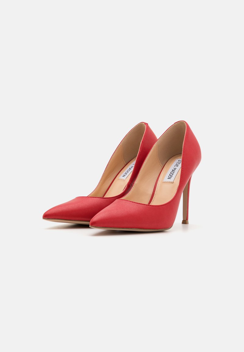 Décolleté Donna Steve Madden Cherish – Tacco Basso 3,2 Cm – Punta Rotonda E Fiocco – Rosso Brevetto – Taglia 40-41 EU
