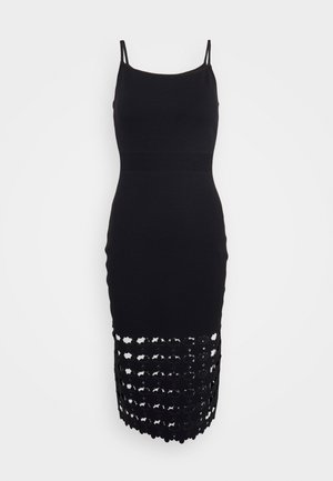 LASER CUTOUT DRESS - Vestito di maglina - black