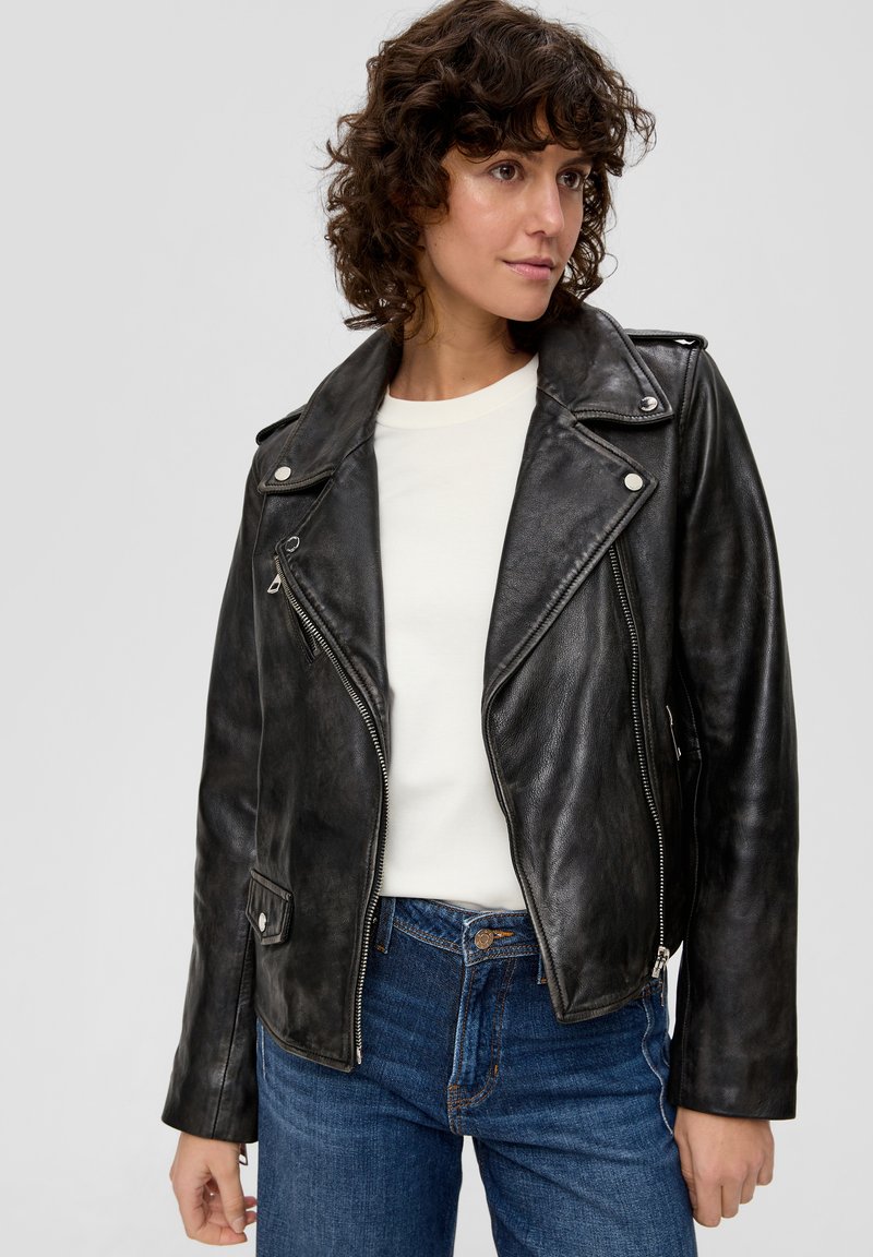 s.Oliver Lederjacke - schwarz