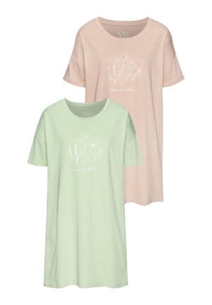 2PCS SPRING FLOWERS BIGSHIRT - Nachthemd - grün und rosa