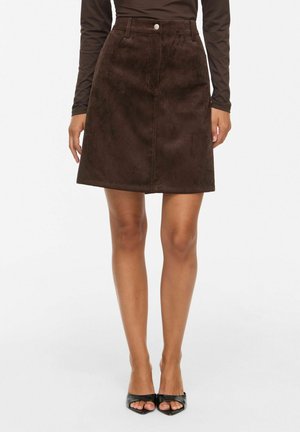 VILA, MINI SKIRT VICOURDIE CORDUROY - Jupe trapèze - coffee bean