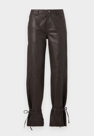 BELLA - Ādas bikses - deep brown
