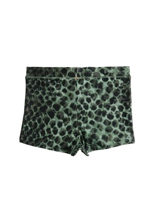 Bikses - green black leopard print