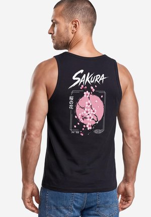 Neverless, TANKTOP HERREN MIT GRAFIK-PRINT - DESIGN SAKURA - TRÄGERSHIRT - Top - slim schwarz