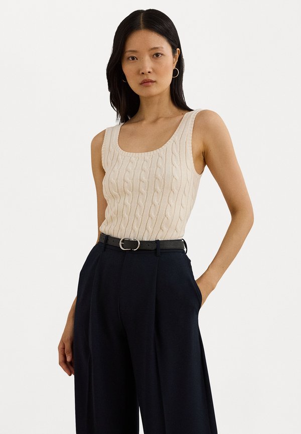 Cable Knit Sleeveless Jumper - Top - mascarpone cream