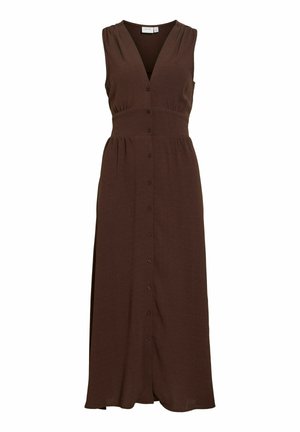 VILA, MAXIKLEID VISKOV V-AUSSCHNITT - Robe chemise - coffee bean