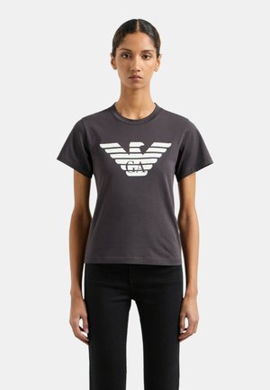 Print T-shirt - blue black denim