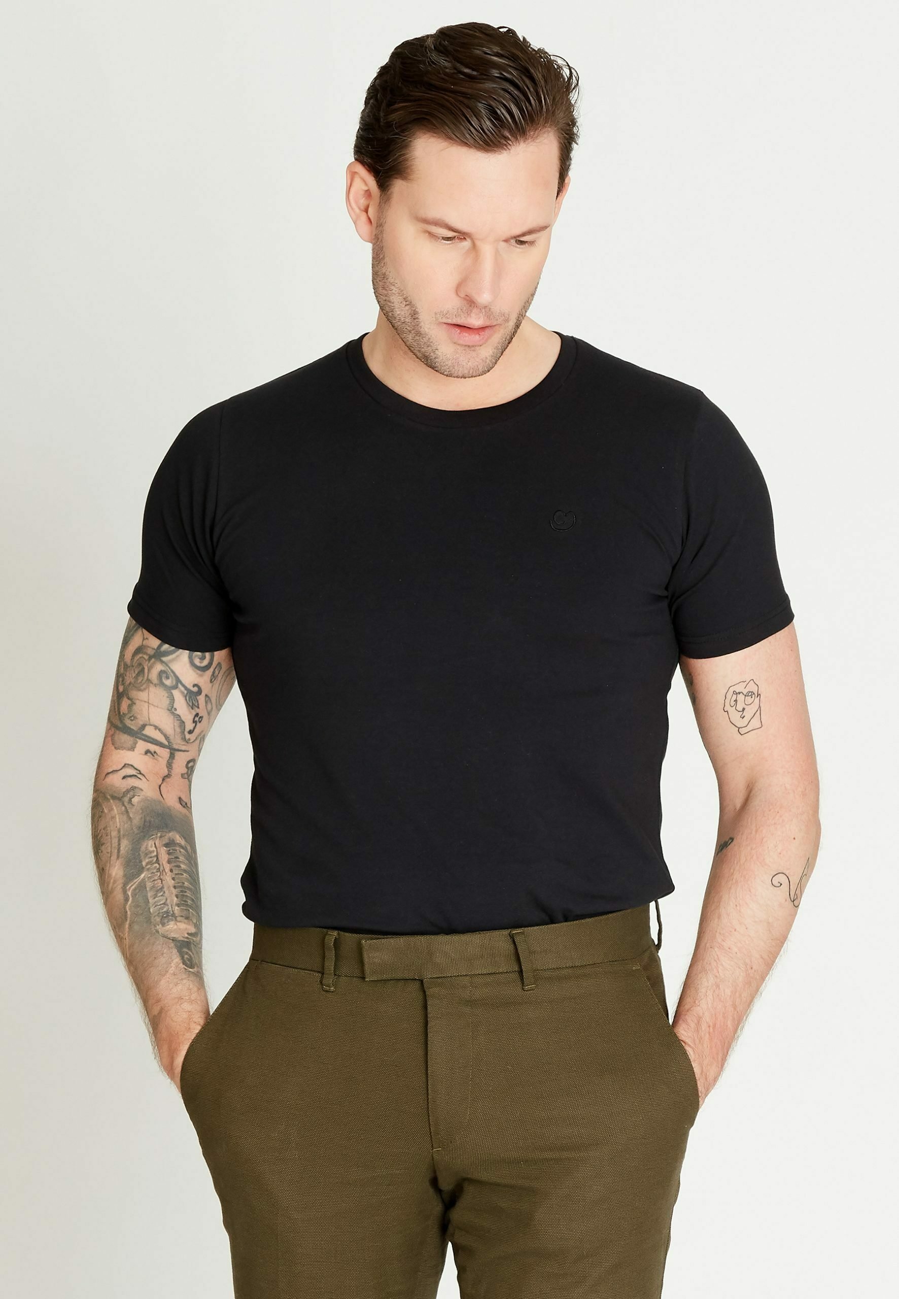 Carlheim Herren Classic Joel Crewneck T-Shirt - Basics Langarm Aus Baumwolle, Superweich