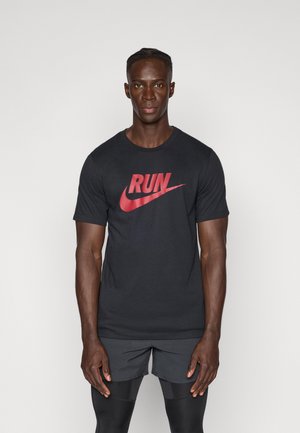 TEE RUN - Sport T-Shirt - black/team crimson