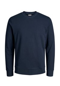 Dunkelblaues Sweatshirt aus einem weichen Baumwollmix, mit Rundhalsausschnitt, langen Ärmeln und gerippten Bündchen sowie Saum für eine figurbetonte Passform.