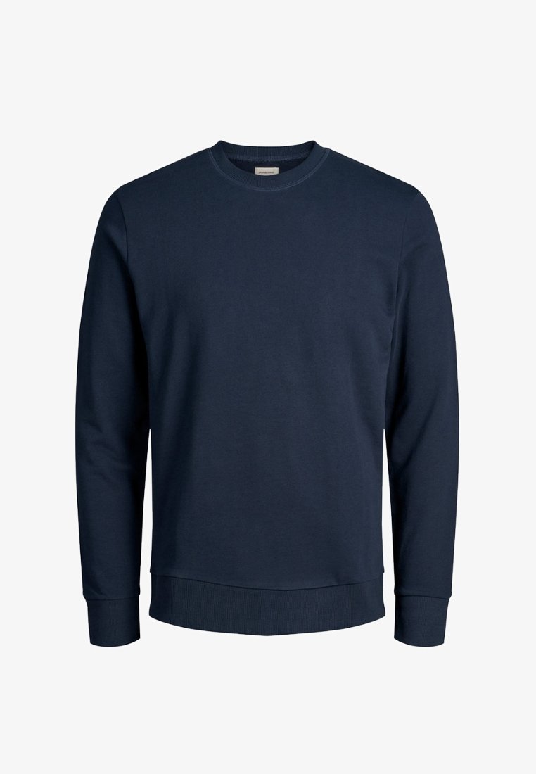 Dunkelblaues Sweatshirt aus einem weichen Baumwollmix, mit Rundhalsausschnitt, langen Ärmeln und gerippten Bündchen sowie Saum für eine figurbetonte Passform.